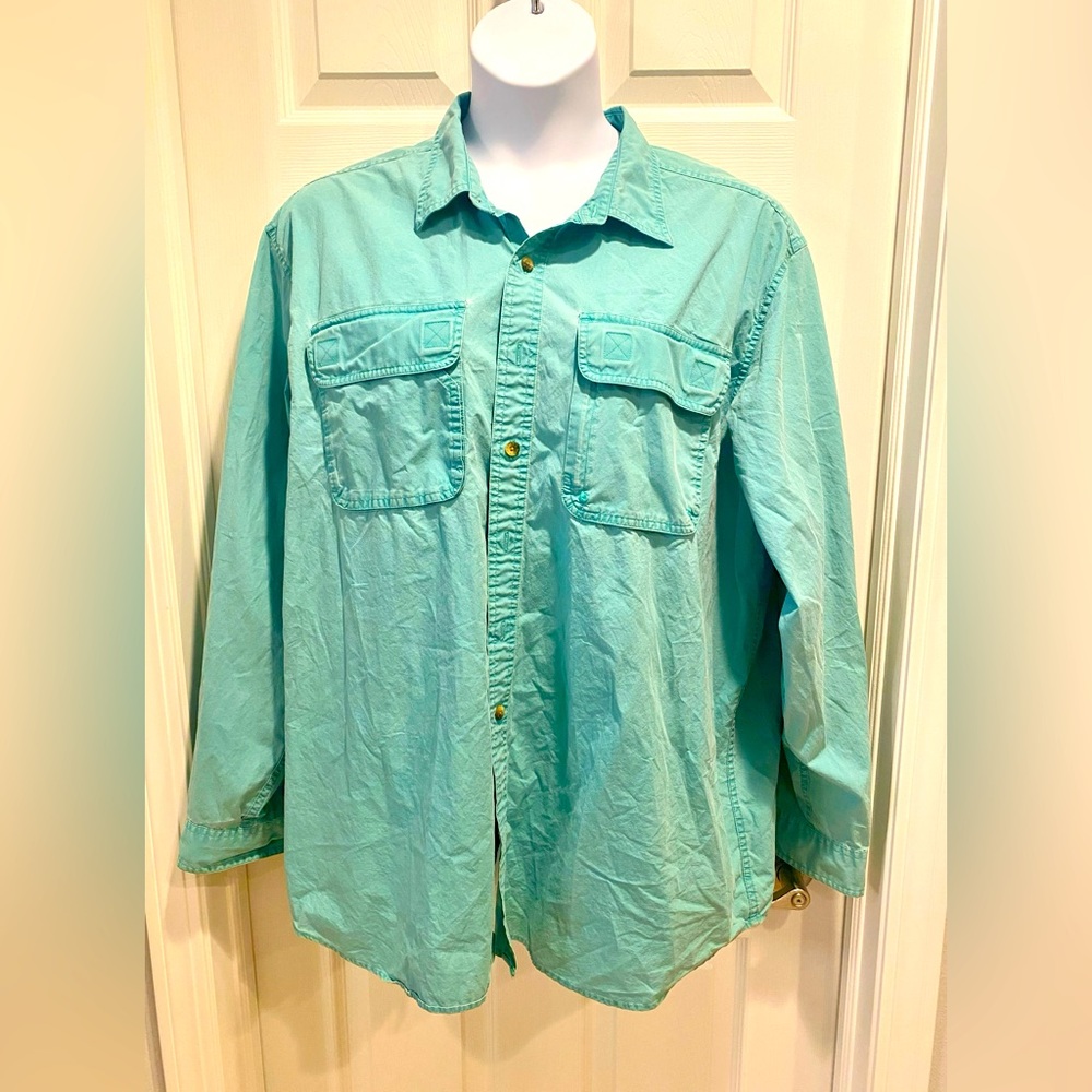 Men’s vintage L L Bean vented hiking/fishing shirt, XXL, teal